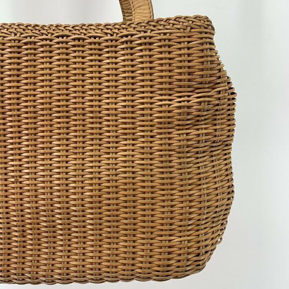 Fossil Tan Leather Woven Hand Bag Purse - Picture 3 of 12